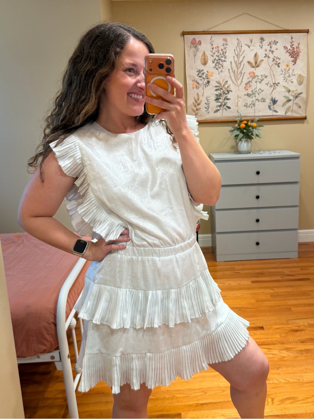 NWT Tuckernuck TCEC Silver Metallic Ruffle Tiered Dress Large